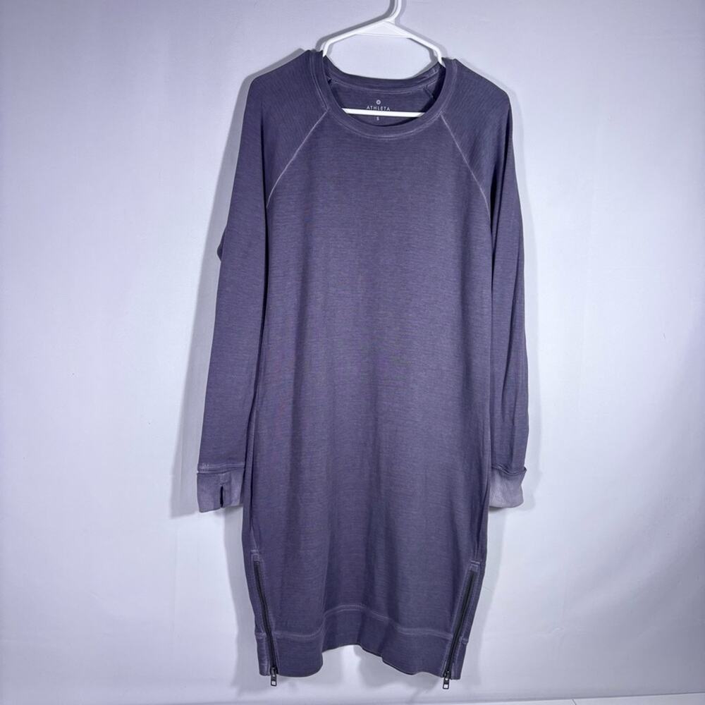 Athleta Grey Long Sleeve Oversized Sweatshirt Dress Size Small 0380